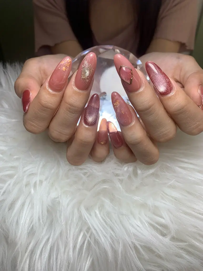 ネイル アートネイル オーロラネイル チークネイル 長さ出し フットネイル ハンドネイル 銀河_ Chan nailsのネイルデザイン