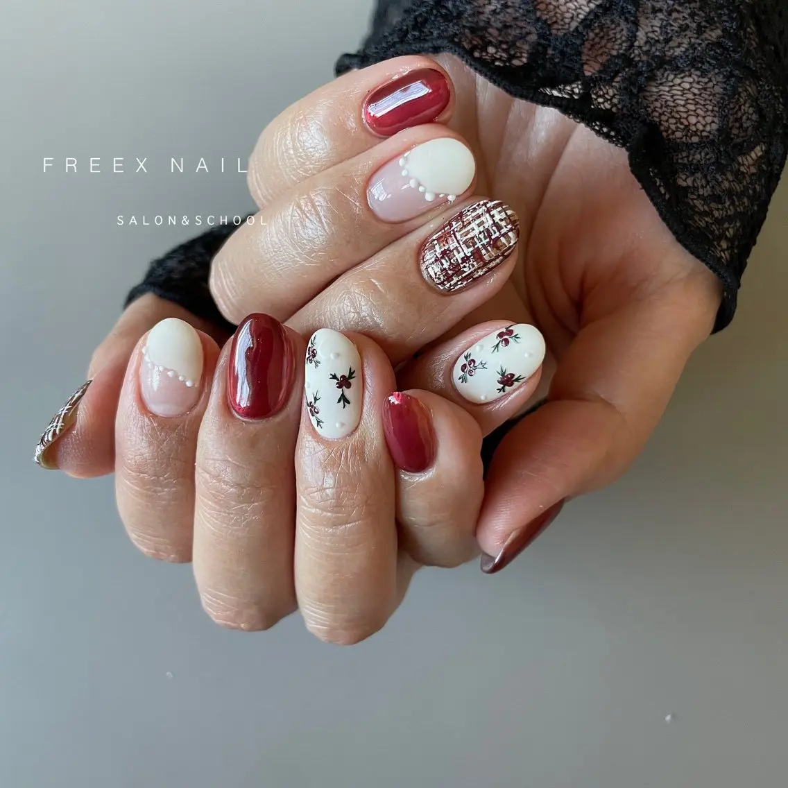 ネイル 冬ネイル クリスマス ハンドネイル ハンドケア freex nail /ニュアンス/個性派のネイルデザイン