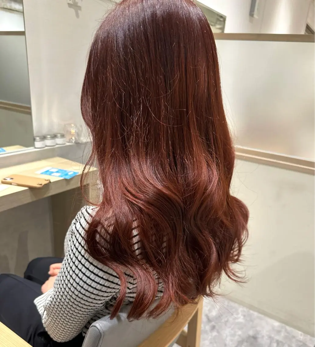 セミロング カラー ブラウンカラー オレンジ オレンジブラウン 健太郎 髪質改善/透明感のヘアスタイル