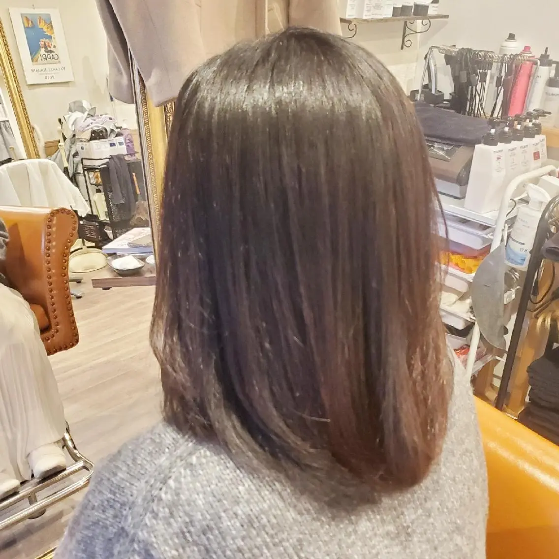ミディアム パーマ 外国人風カラー 縮毛矯正 トリートメント 酸熱トリートメント カット 縮毛矯正 spa hair  ark 富井直美のヘアスタイル