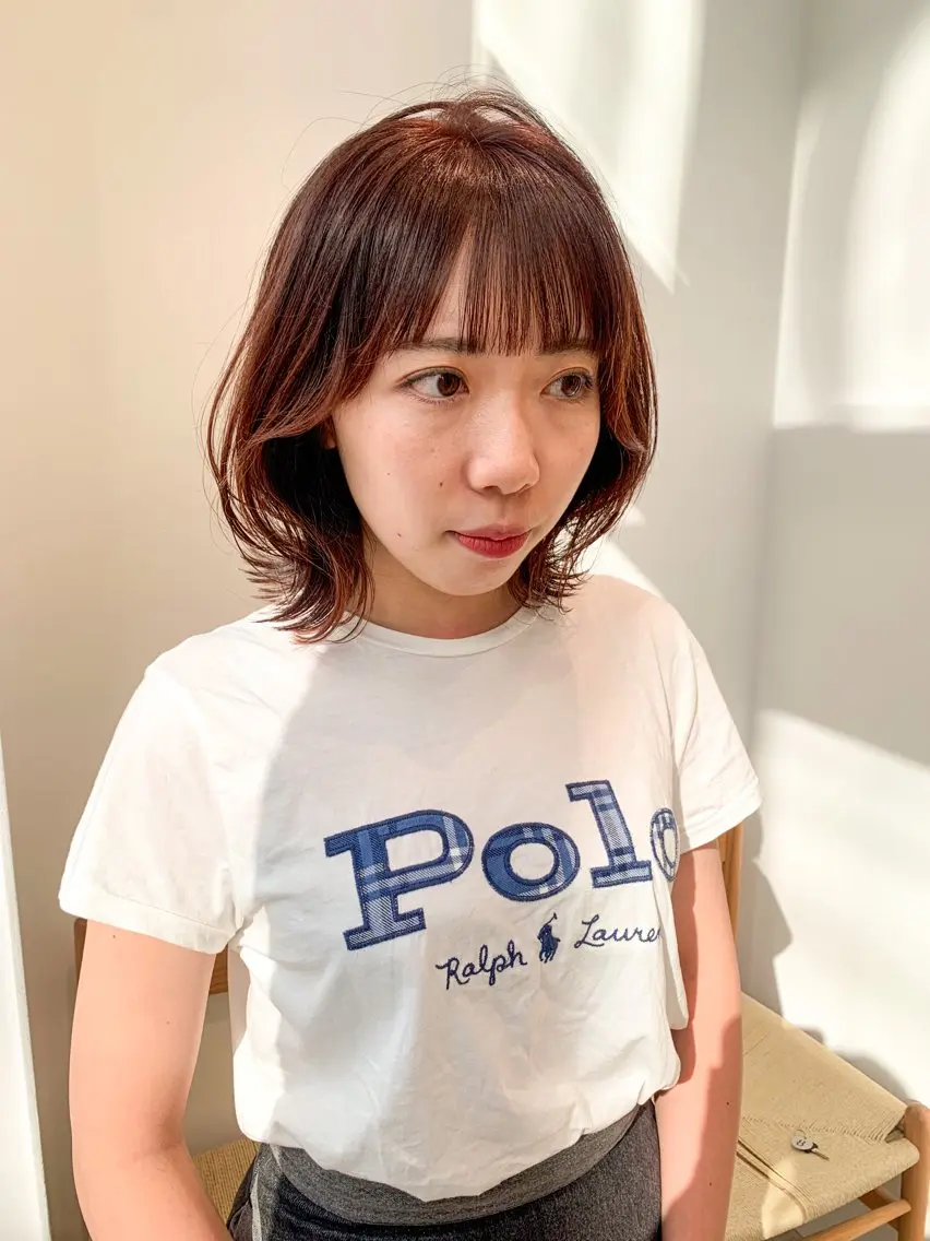 ミディアム カラー ヘアアレンジ カット ヘアカラー トリートメント yuka .のヘアスタイル