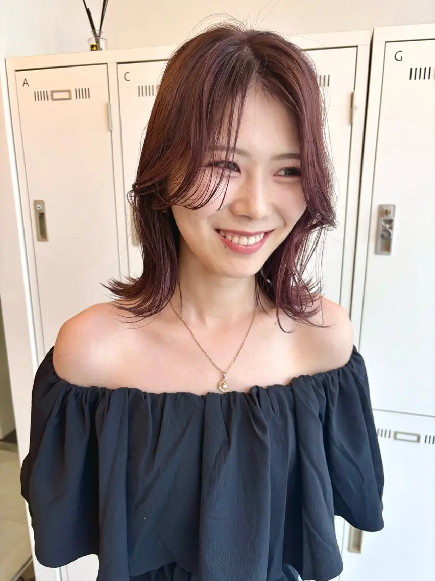 ミディアム カラー ベージュカラー ブリーチ 透明感カラー ダブルカラー ブリーチなしカラー 増井 彩乃のヘアスタイル