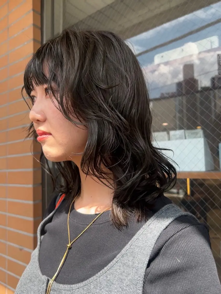 セミロング カラー ヘアカラー トリートメント momona english okのヘアスタイル