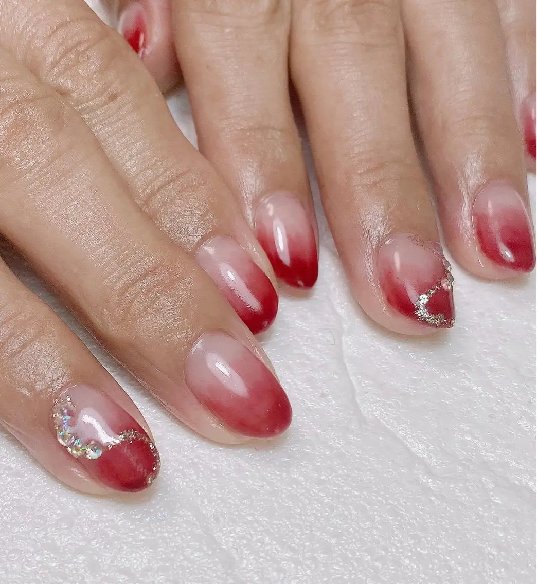 ネイル アートネイル ボルドー 持ち込み ハンドネイル Nail Salon K 🧸美爪育成のネイルデザイン