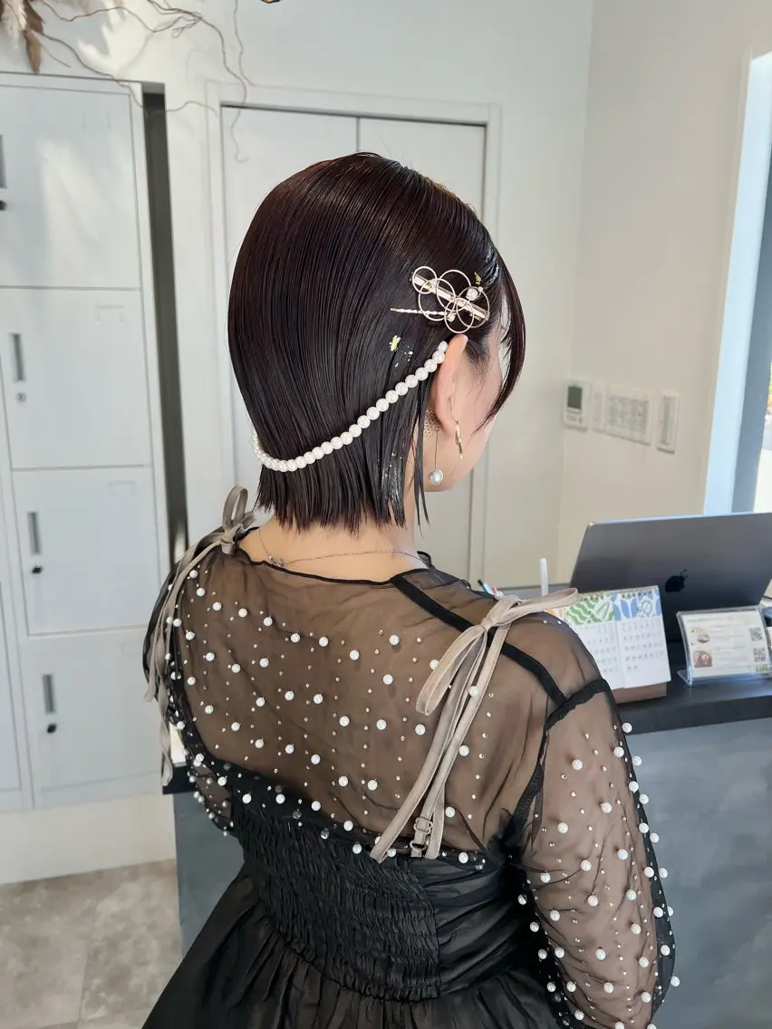 ヘアアレンジ ボブ ヘアセット 黒阪 なみのヘアスタイル