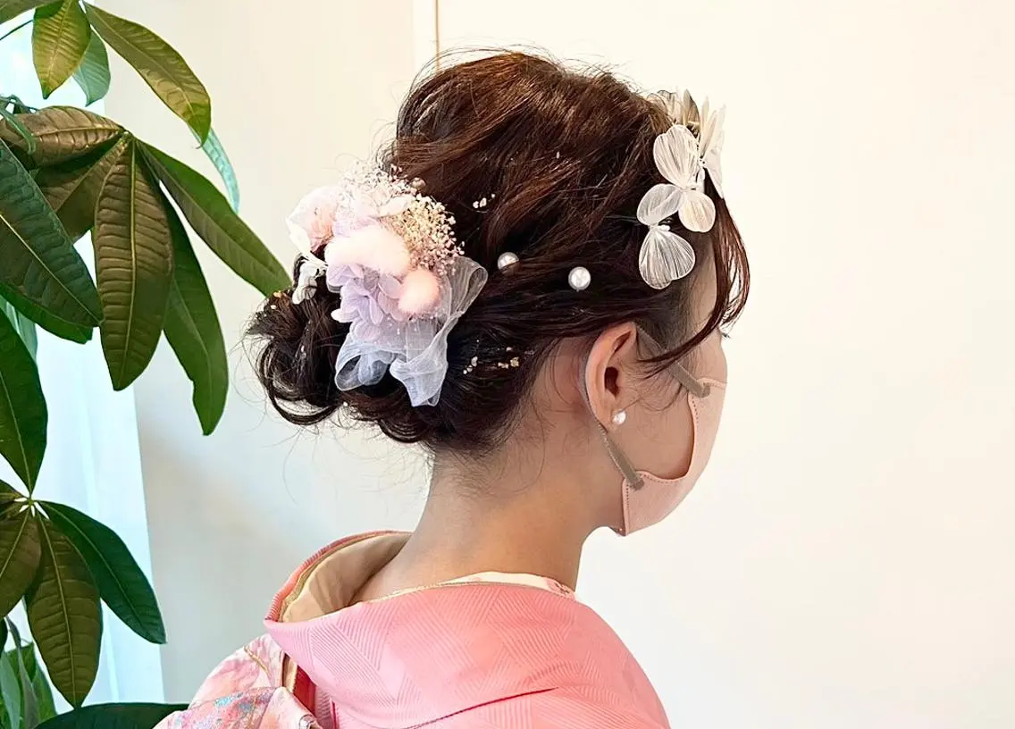 ヘアアレンジ 成人式 着物ヘア Hair&Make Nahoのマツエク・マツパデザイン