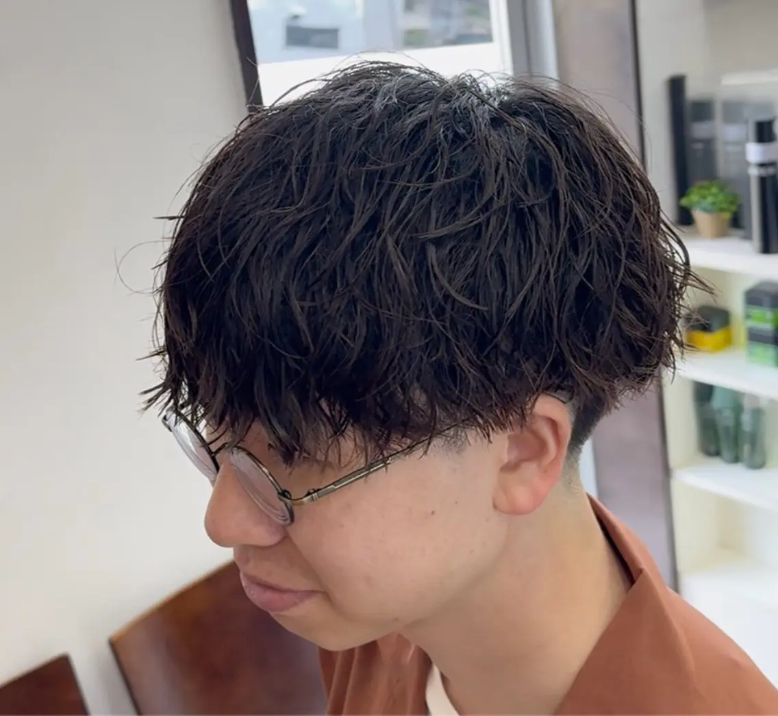 ミディアム メンズ ミディアムパーマ メンズパーマ カット パーマ 焼津メンズパーマ特化 大石雄生のヘアスタイル