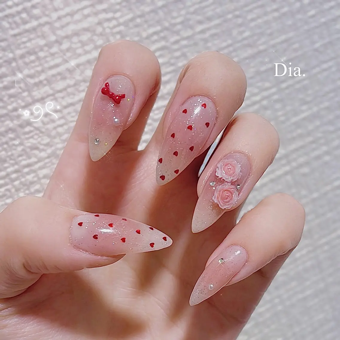 ネイル バレンタイン ハンドネイル minori 💎Dia.のネイルデザイン
