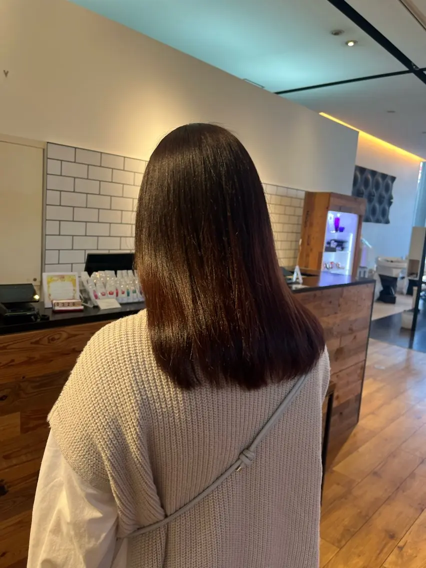 セミロング カラー パーマ セミロングパーマ ストレートパーマ 縮毛矯正 中村 彩奈のヘアスタイル