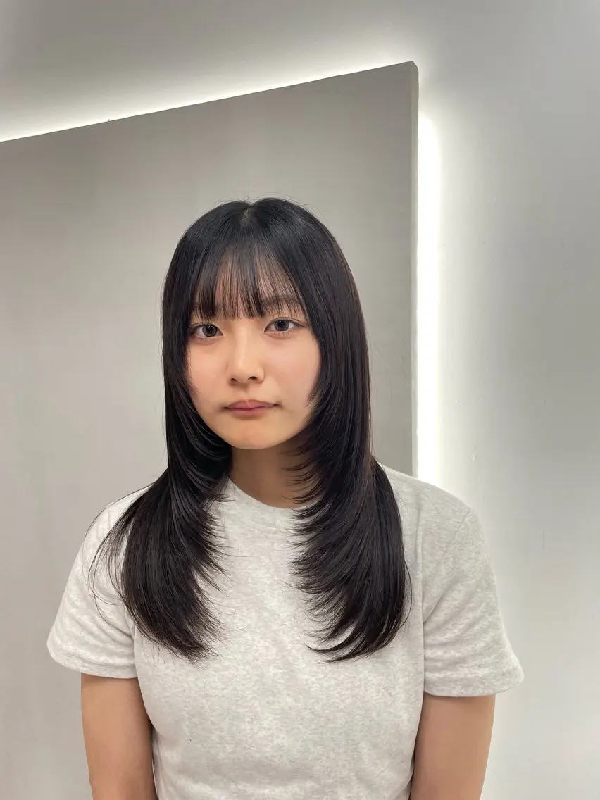 セミロング 韓国風ヘア レイヤーカット ワンホンヘア 🐺ウルフ/レイヤー カット/高嶋湧大のヘアスタイル