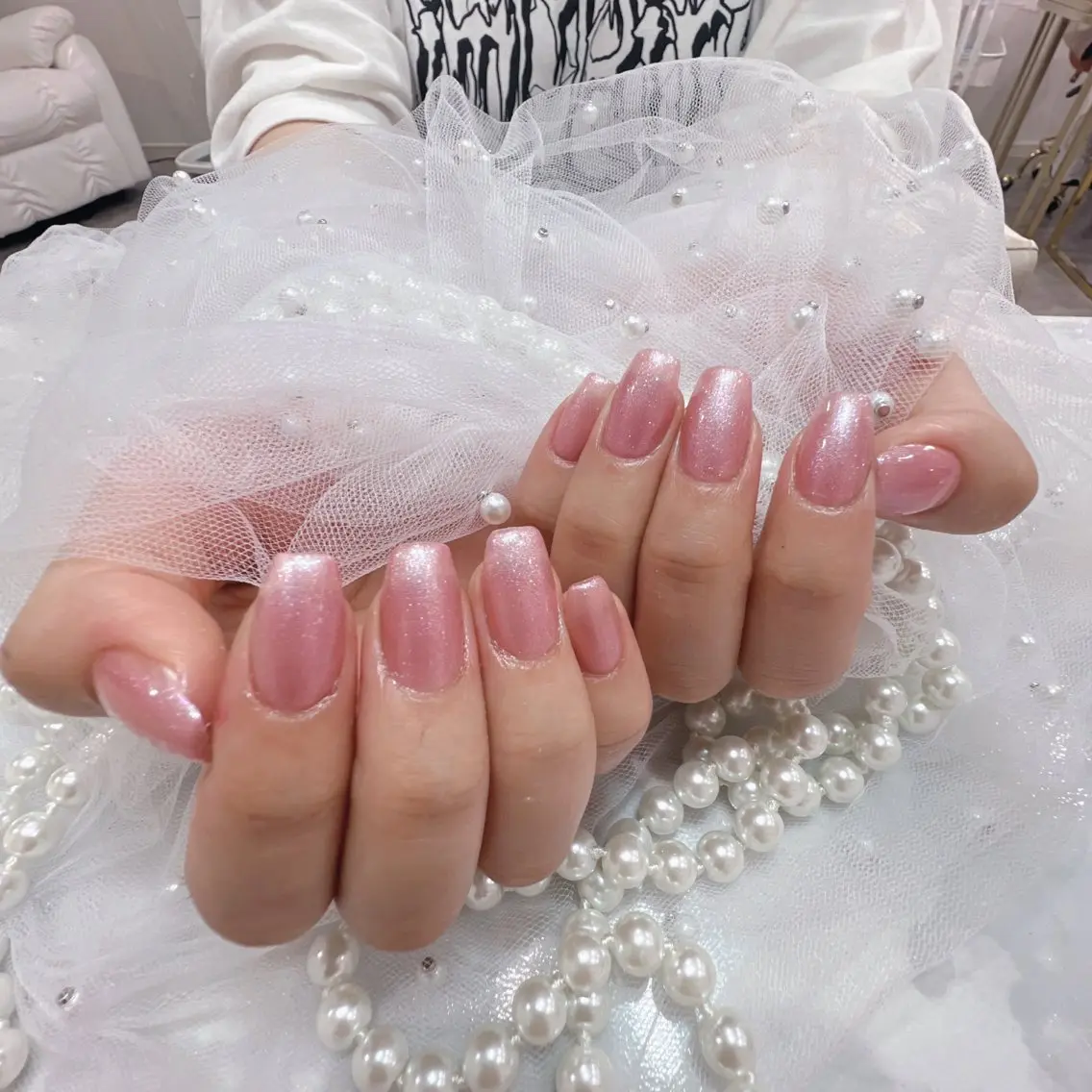 ネイル アートネイル フラッシュネイル フレンチネイル ジェルネイル ガラスフレンチ You&Me Yukiのネイルデザイン