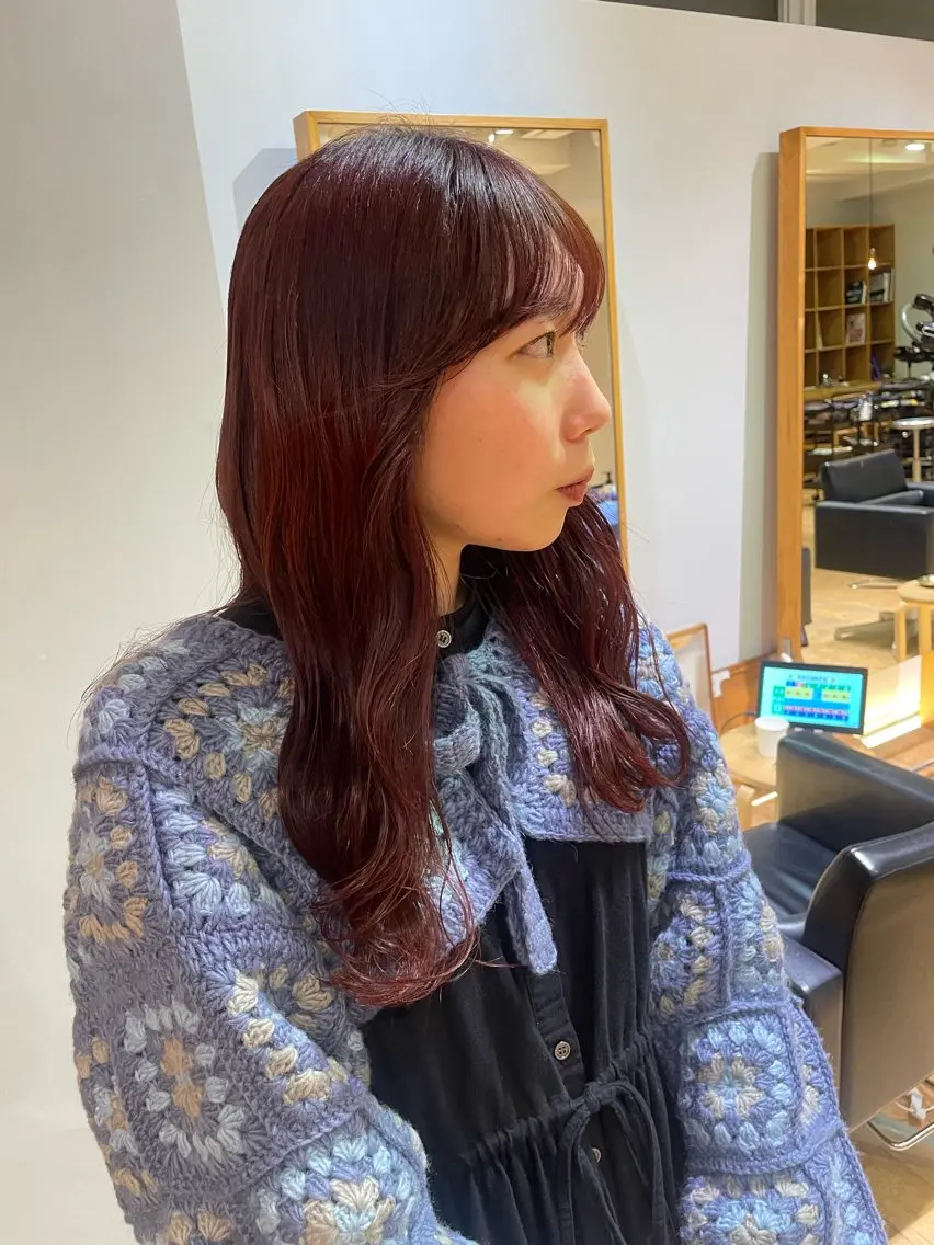 ミディアム パーマ カット ヘアカラー 大橋 芽衣のヘアスタイル
