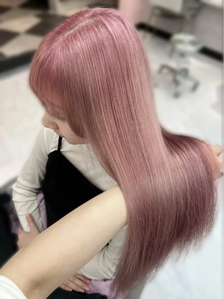 ロング カラー ブリーチ ピンクカラー ヘアカラー Kaho🤍レイヤー ※女性限定のヘアスタイル