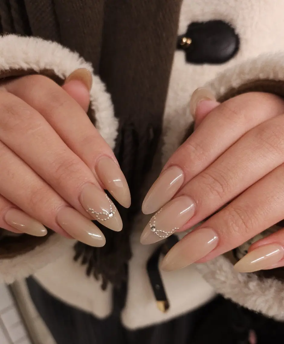 ネイル ジェルネイル ワンカラーネイル パラジェル リボン 冬ネイル puku nail 🌼kazu🌼のネイルデザイン