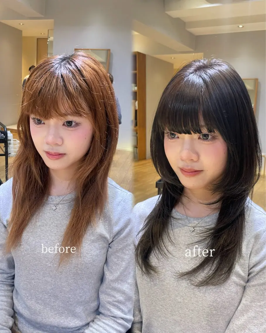 セミロング パーマ ハッシュカット レイヤーカット カット ヘアカラー 縮毛矯正 レイヤー/縮毛矯正 🪄chihiroのヘアスタイル