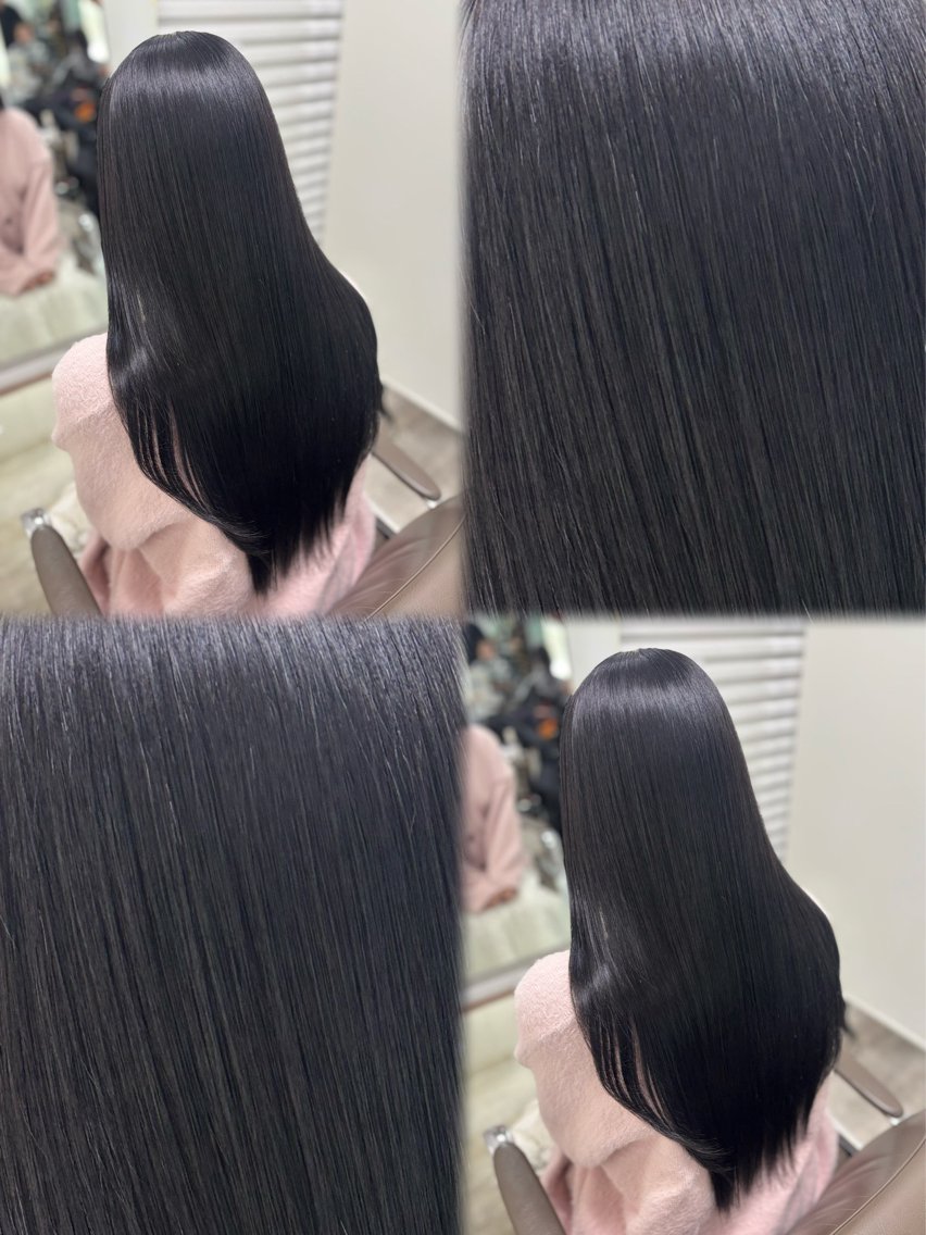 ロング カラー 黒髪 ハイレイヤー レイヤーカット 縮毛矯正 ヘアカラー 縮毛矯正 髪質改善🎀うる ツヤカラー🩷きららのヘアスタイル