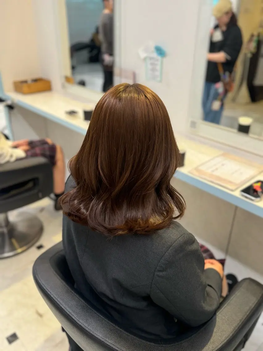 セミロング カラー ヘアカラー トリートメント ヘッドスパ ヘアセット 暖色🩷透明感カラー ♡Maika♡のヘアスタイル