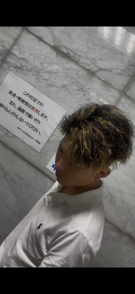 カラー パーマ メッシュ ヘアカラー パーマ 京都駅/メンズパーマ /当日予約◎のヘアスタイル