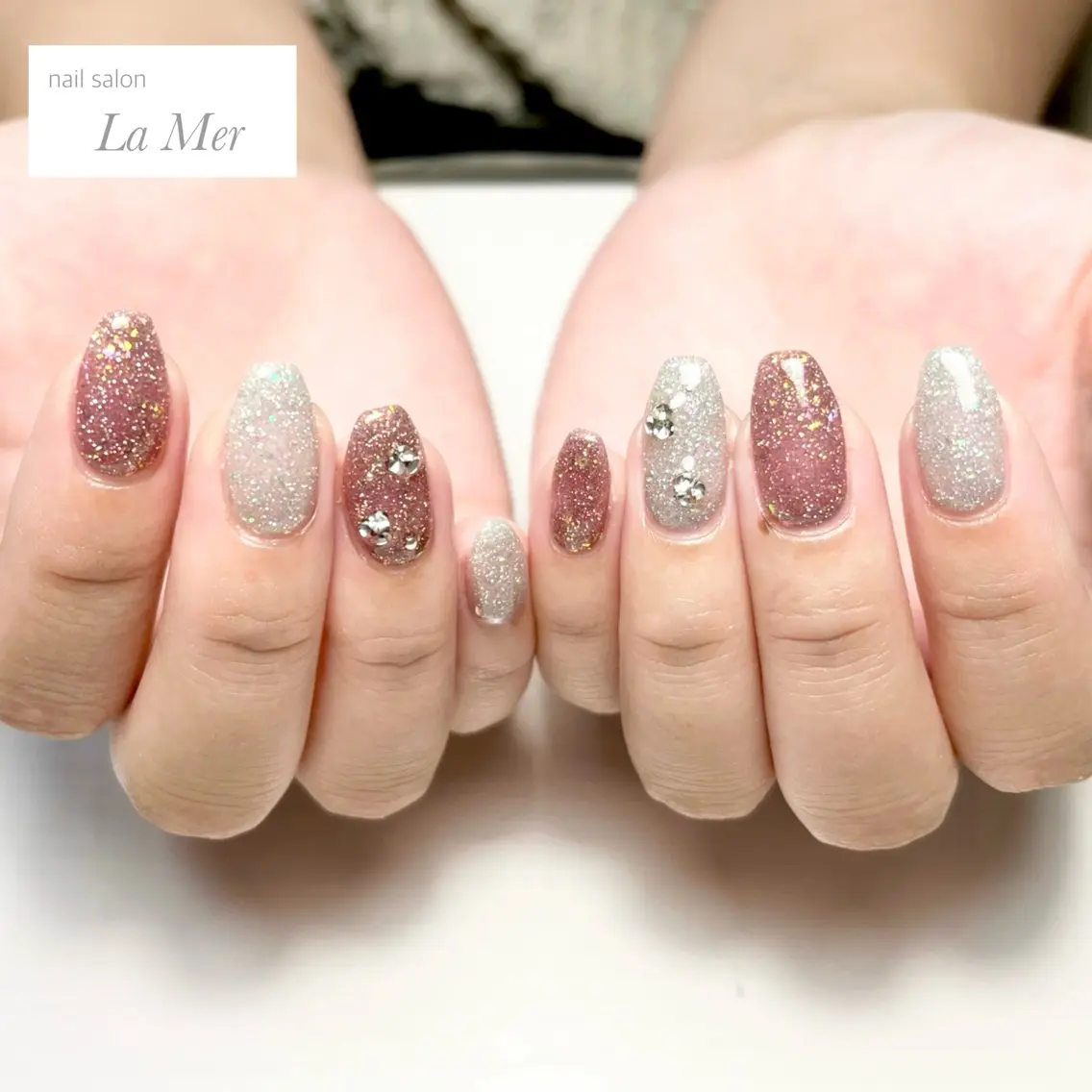 ネイル オーロラネイル ブラウン フラッシュネイル ジェルネイル キラキラネイル nailsalon La Merのネイルデザイン