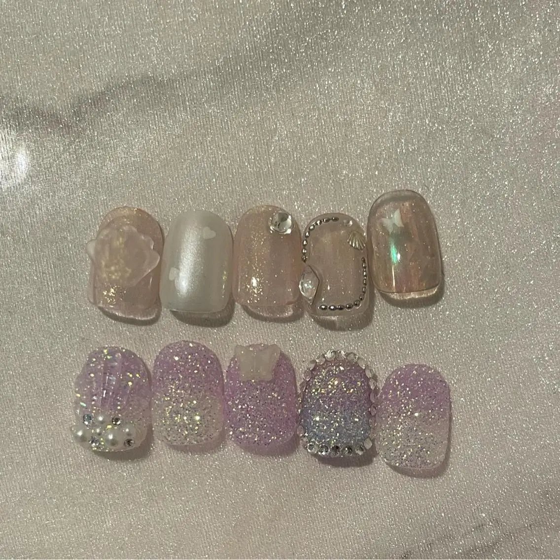 ネイル オーロラネイル フレンチネイル ガーリー ハート ハンドネイル ハンドケア lylynail YUUKAのネイルデザイン