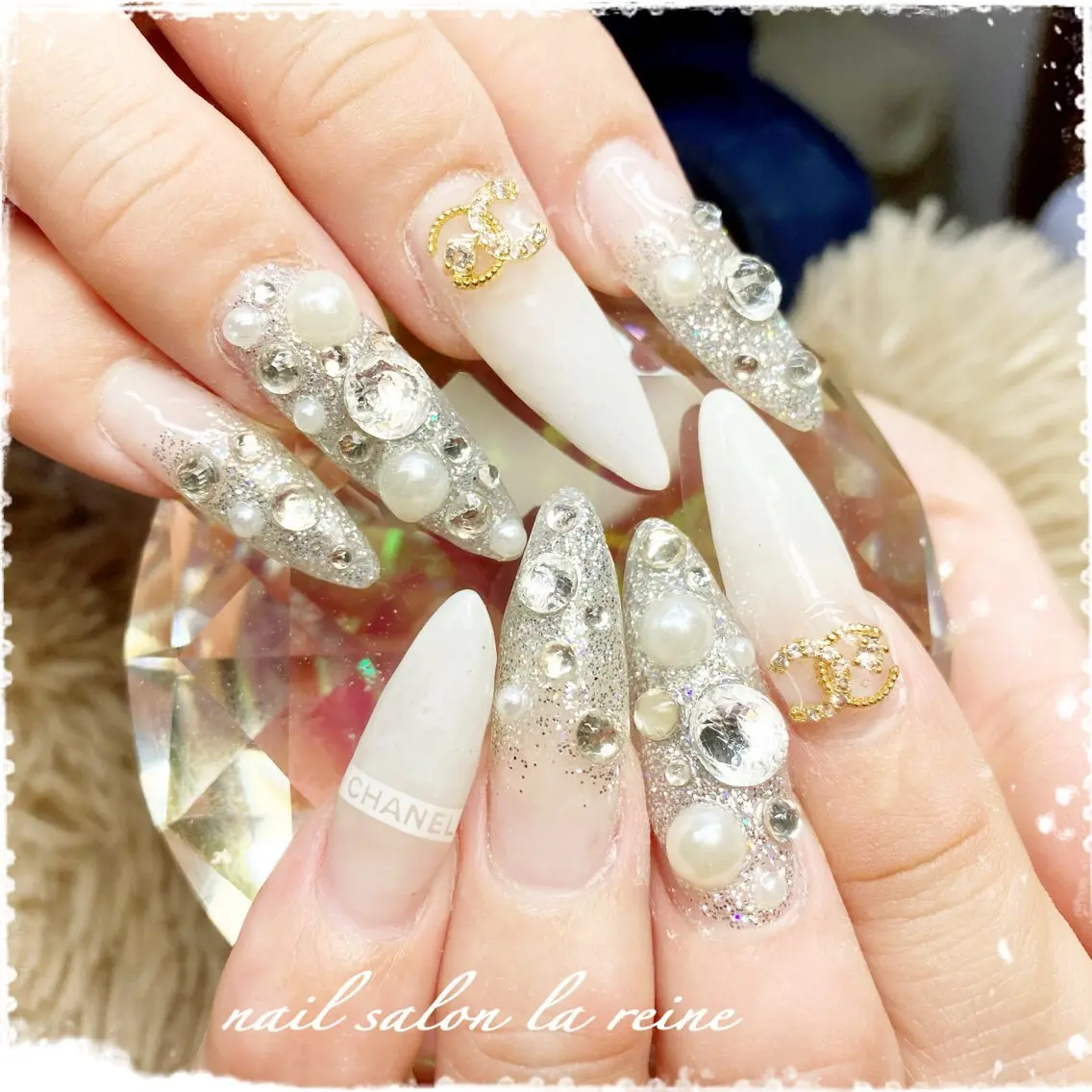 ネイル アートネイル ラメ(グリッター) ロングネイル スカルプネイル nail salon la reineのネイルデザイン