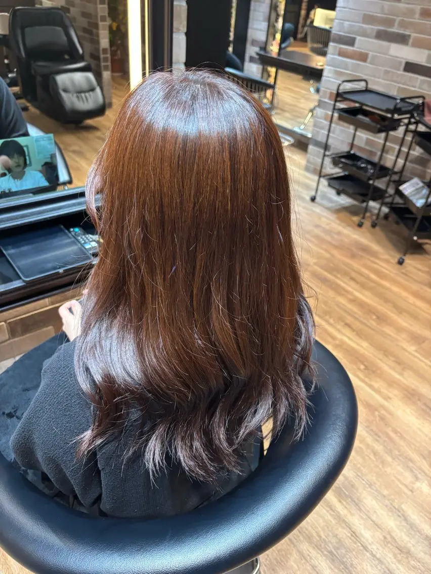 ロング カラー ブラウンカラー ピンクカラー ピンクブラウン LUCIE立川 SARIIのヘアスタイル