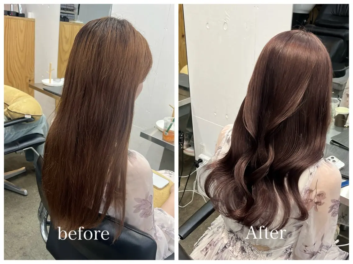 ロング カラー グレージュ ラベンダーカラー ラベンダーグレージュ ラベンダーグレー ピンクカラー 新宿 似合わせカラー HINAのヘアスタイル