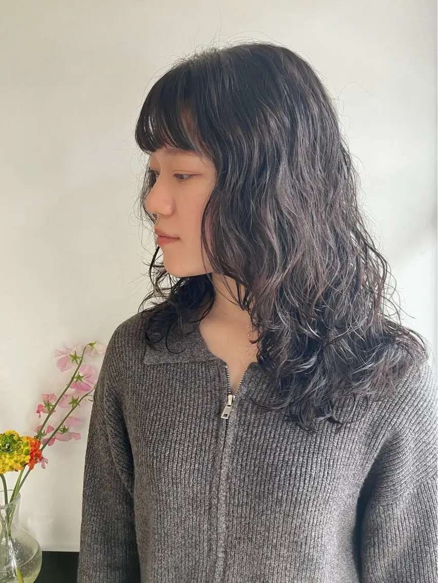 ロング パーマ くせ毛 ロング ニュアンスパーマ カット パーマ 川間 将彦のヘアスタイル