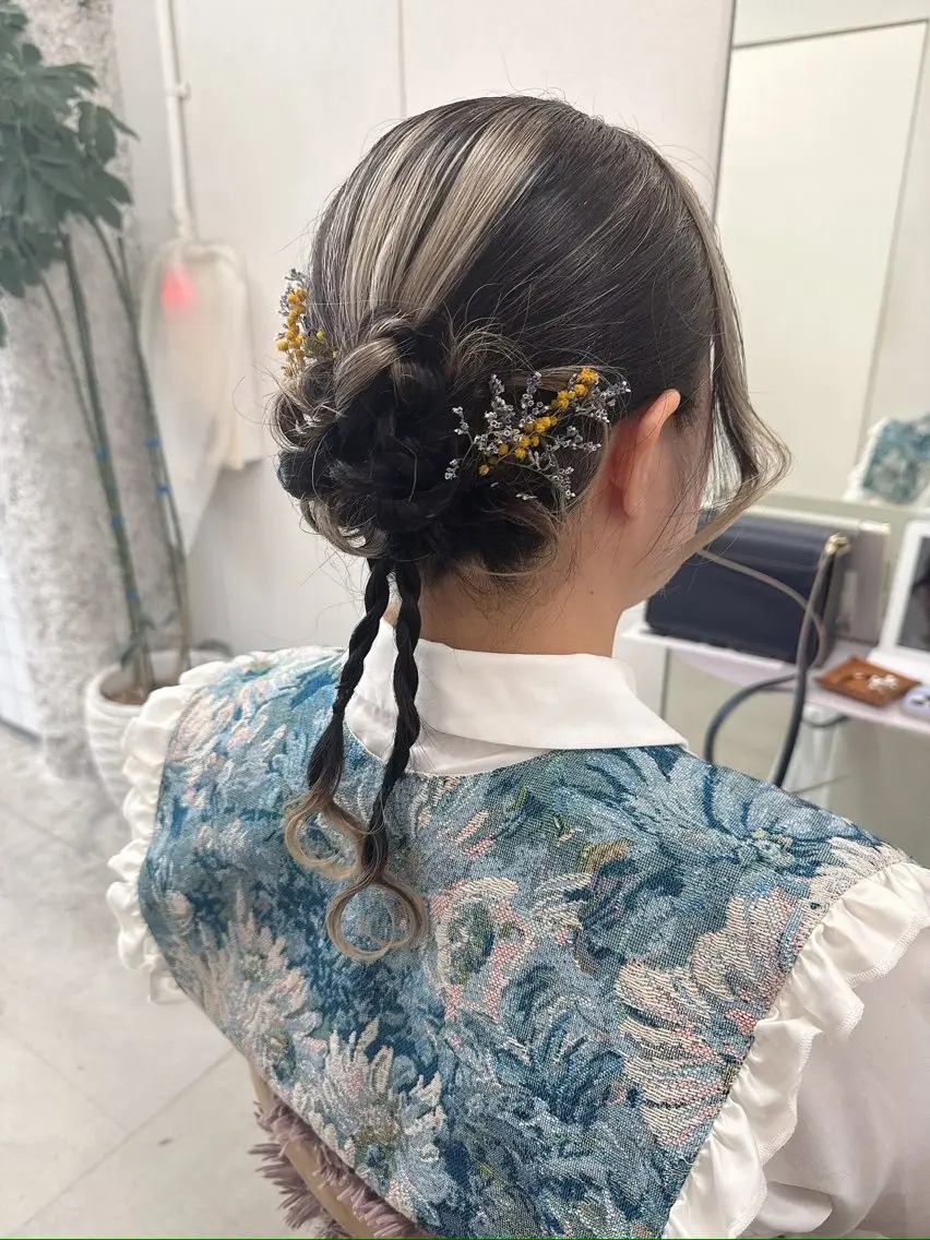 セミロング ヘアアレンジ ヘアセット 🌷花屋併設🌷 西松さらのマツエク・マツパデザイン