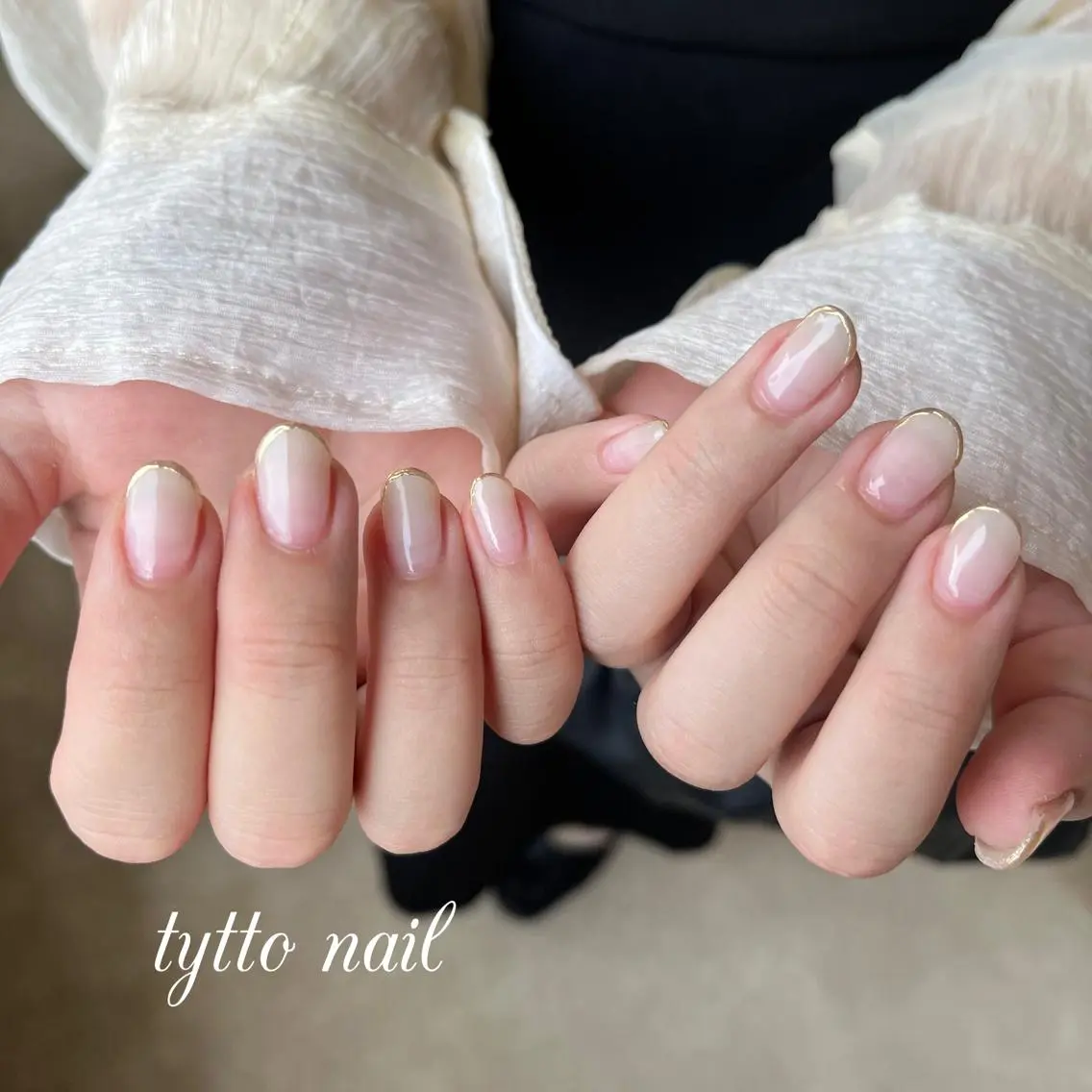 ネイル フレンチネイル グラデーション ミラーネイル オフィスネイル シンプルネイル tytto nail ❤︎‪‪eri‪‪のネイルデザイン