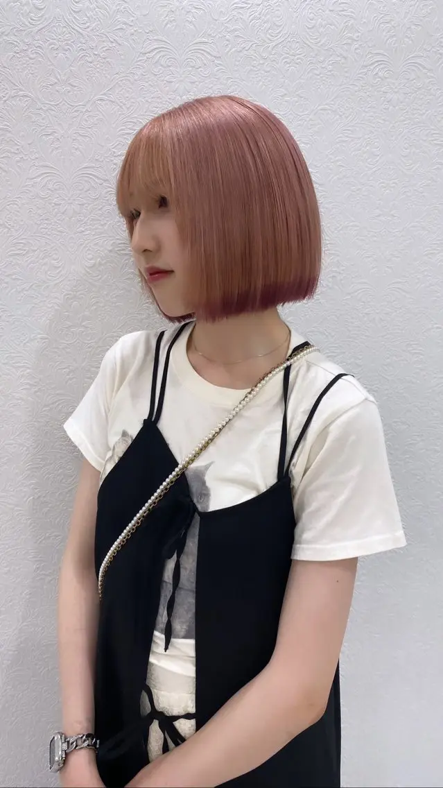ショート カラー カット ヘアカラー 縮毛矯正 RURI韓国ボブ 🇰🇷タッセルボブのヘアスタイル