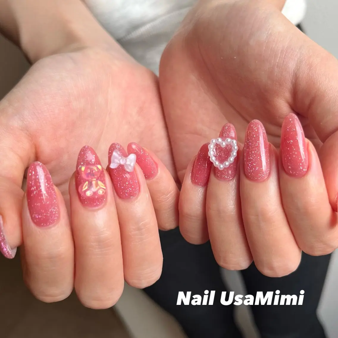 ネイル クリアネイル 赤色 ハンドネイル Nail bouquetのネイルデザイン