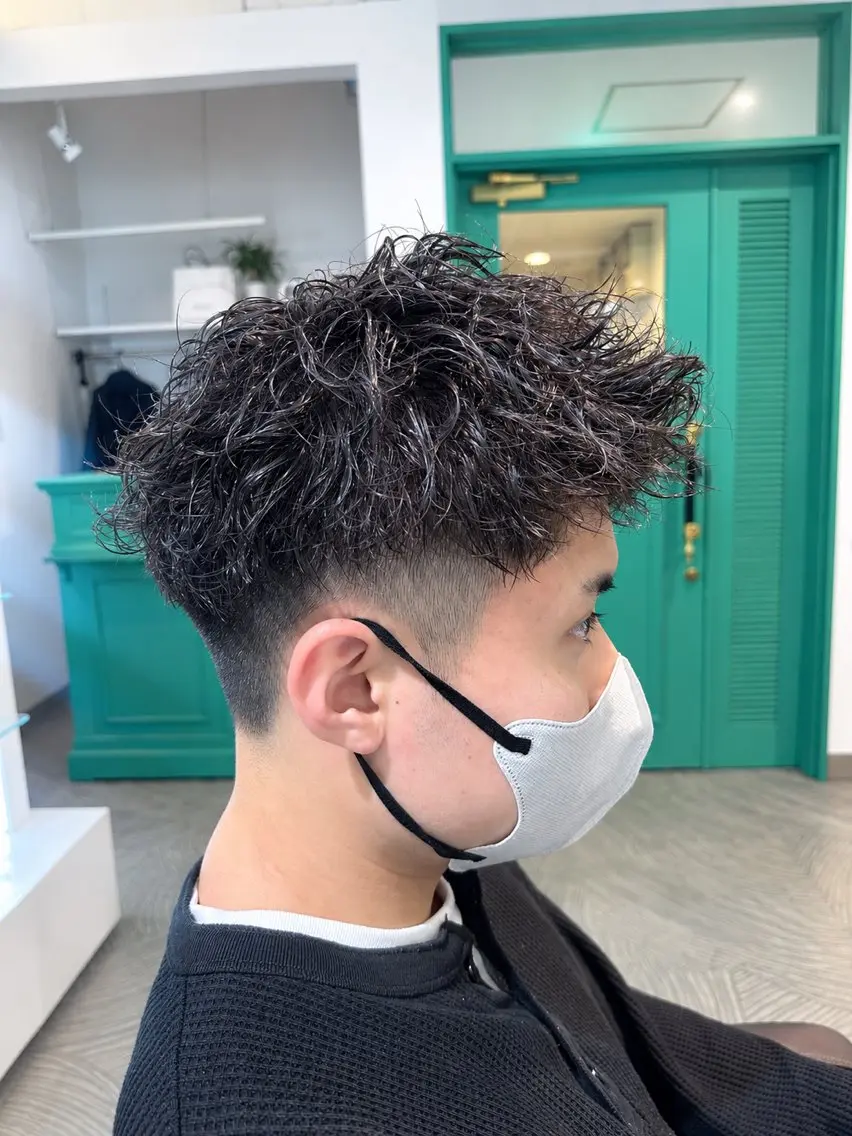 ショート カット パーマ 制流/メンズカット/ ダブルカラー/札幌のヘアスタイル