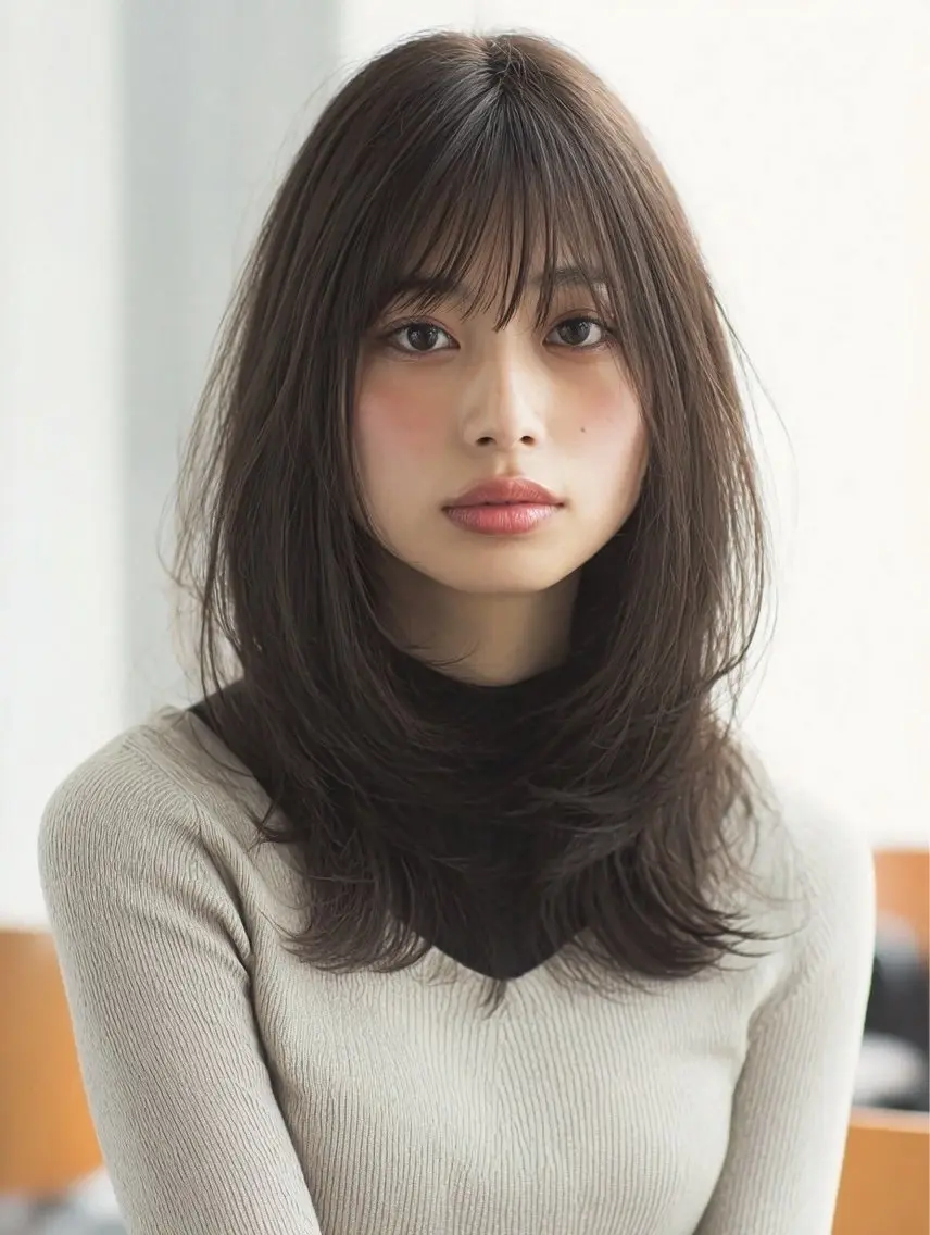 ロング 縮毛矯正 絶対綺麗な暖色カラー 🎯あります✨増渕✨のヘアスタイル