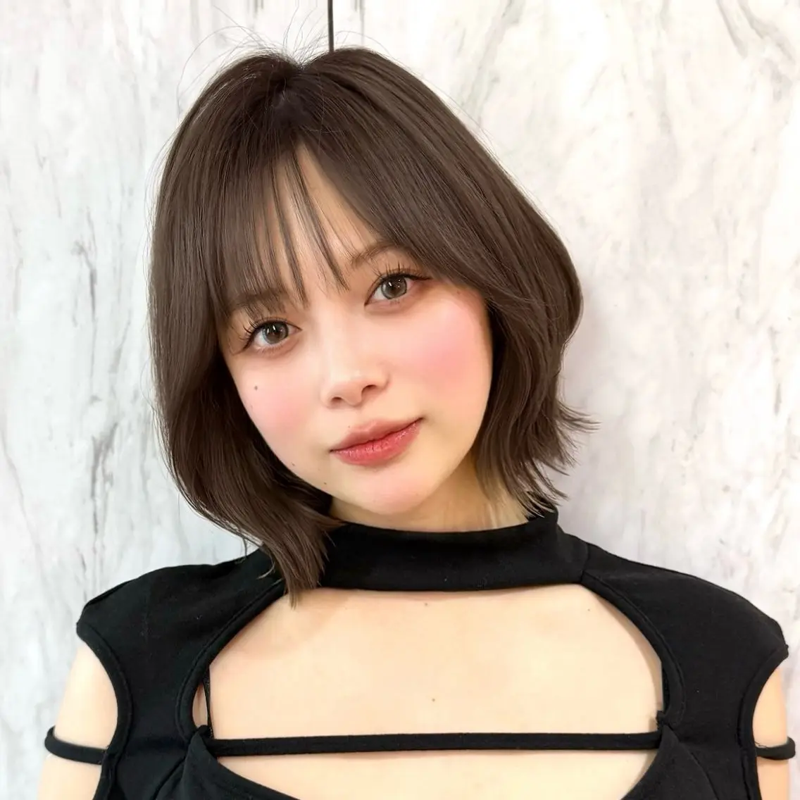 ミディアム カラー ヘアアレンジ ボブレイヤー 透明感カラー ボブ 韓国風ヘア レイヤーカット 韓国ヘア/ロー レイヤー/Rumiのヘアスタイル