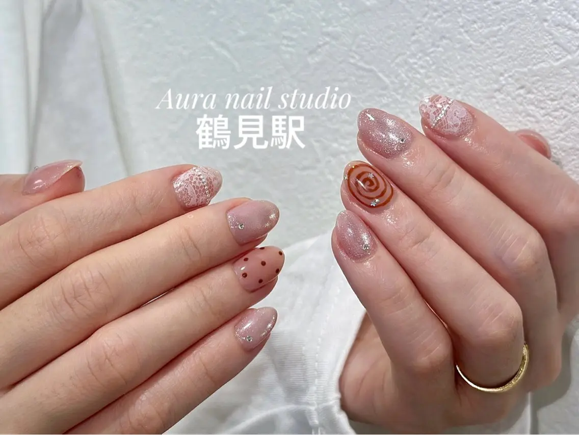 ネイル ハンドネイル Aura nail 🍐💫のネイルデザイン
