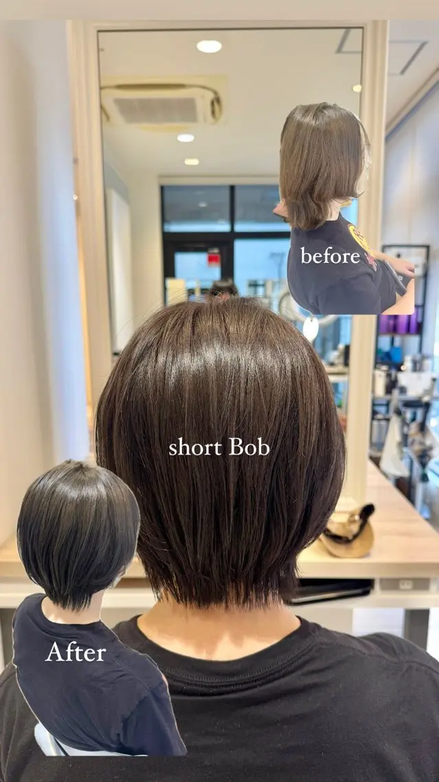 ショート カラー ショートボブ グレージュ ボブ ショートヘア レイヤーカット Y2K/𝓡𝓲𝓷のヘアスタイル