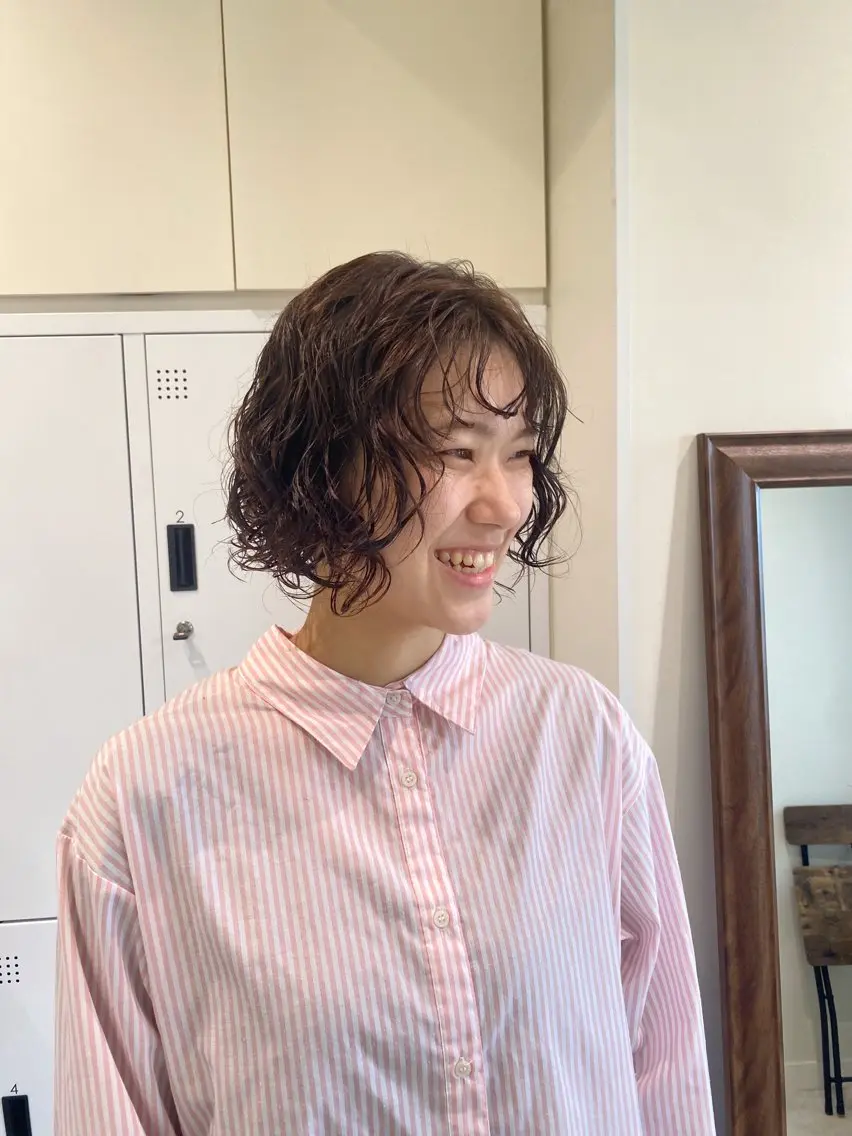 カラー パーマ ボブ 暖色カラー /ヘアアレンジ/花鈴のヘアスタイル