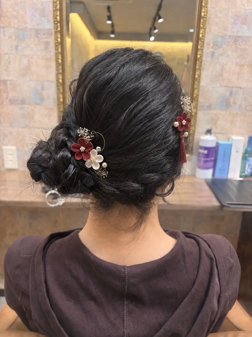 ロング ヘアアレンジ お団子ヘア 浴衣 ヘアセット 前田 みのりのヘアスタイル