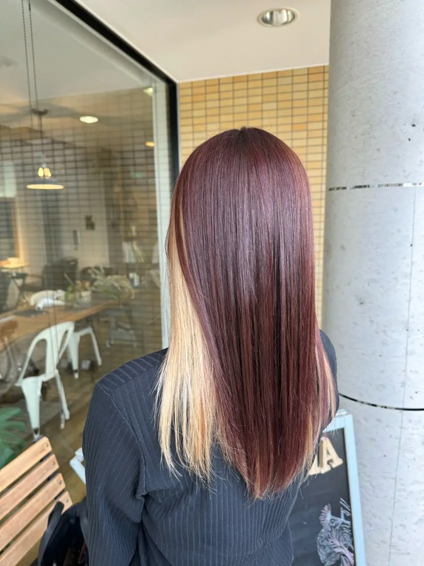 ロング カラー 髪質改善 ヘアカラー トリートメント ツキダテ ユイのヘアスタイル