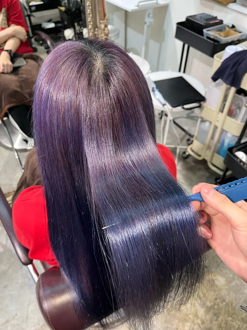 ロング カラー ヘアカラー フェザーパーマ🌙 毛流れ yuzukiのヘアスタイル