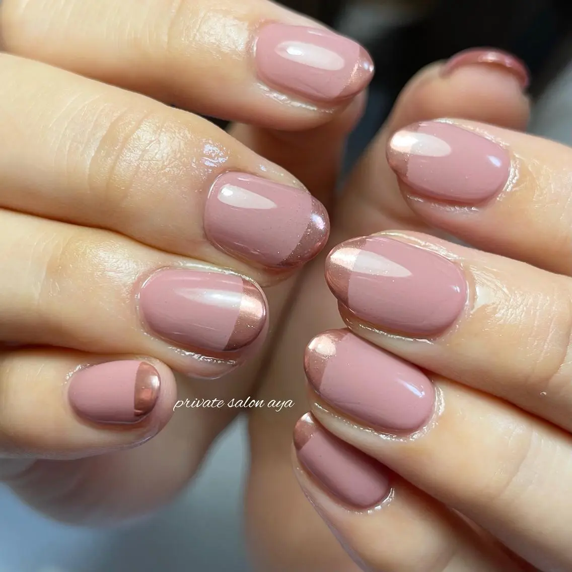 ミディアム ネイル アートネイル フレンチネイル ジェルネイル グラデーション グリーン richeri beautyのその他イメージ