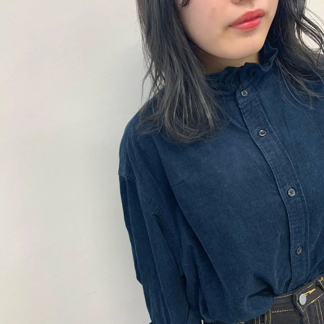 ミディアム カラー アディクシーカラー ネイビーカラー 石井 静のヘアスタイル