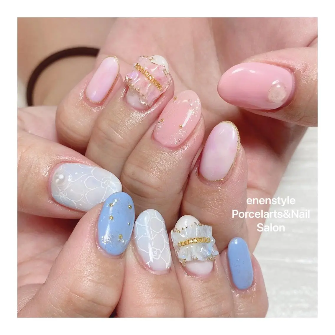 ミディアム ネイル ハンドネイル 🐾enen style 🐾のネイルデザイン