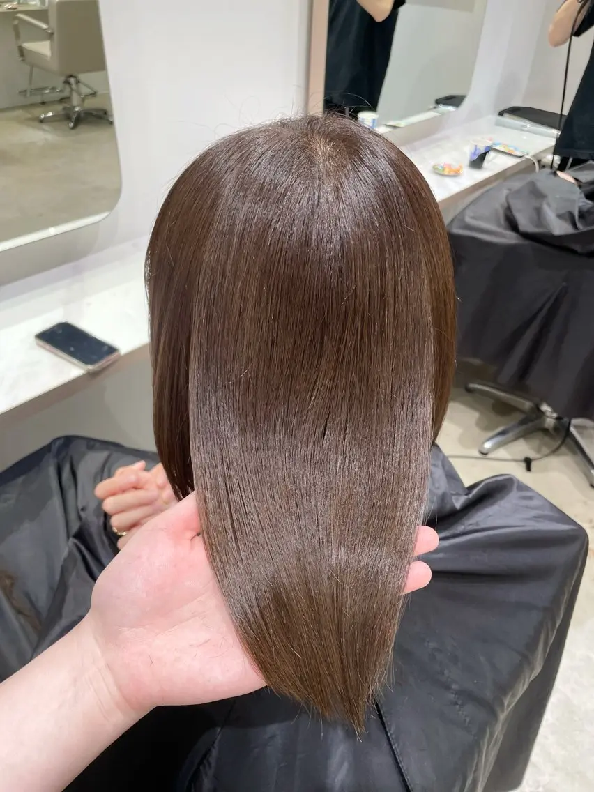 ミディアム カラー ヘアアレンジ ベージュカラー オリーブベージュ 髪質改善 トリートメント カット ヘアカラー トリートメント 🎀透明感カラー 韓国ヘア🎀mahoのヘアスタイル