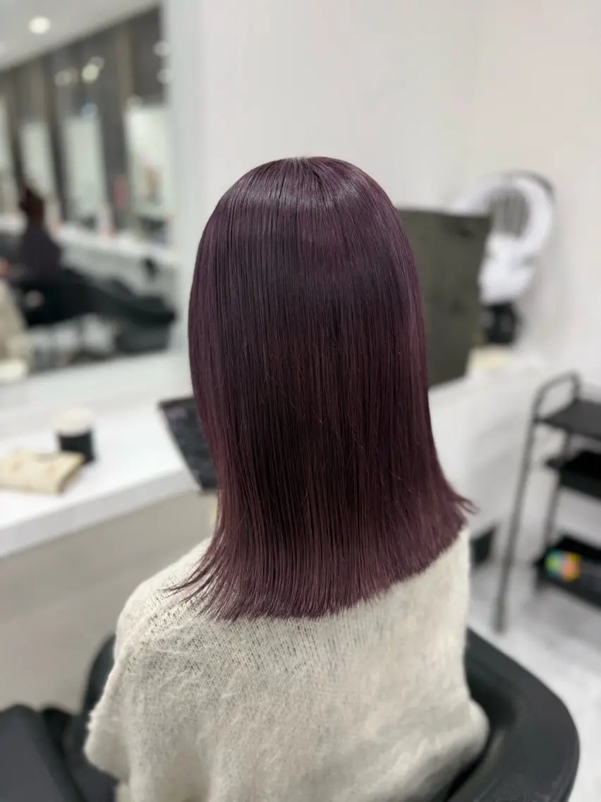 ロング カラー ラベンダーカラー ラベンダー💜 グレージュ🩶のヘアスタイル