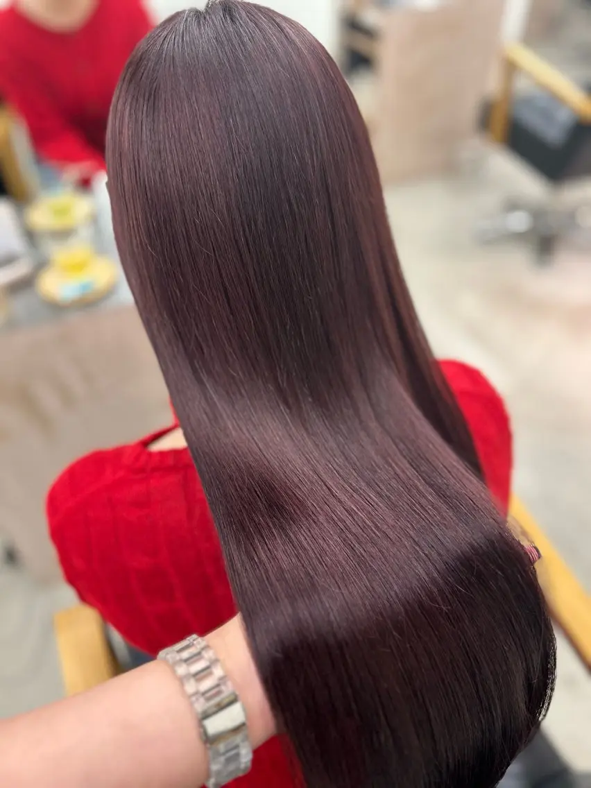 ロング カラー ブリーチ カシス ダブルカラー ラベンダーカラー ブリーチなしカラー ヘアカラー noa  🦋 ブリーチ/暖色のヘアスタイル