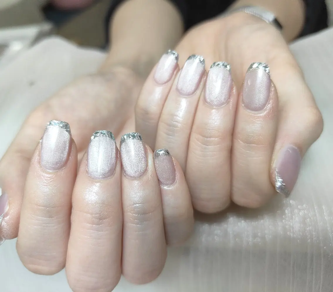 【オフなし】ガラスフレンチ★ジェルオフ+500の写真