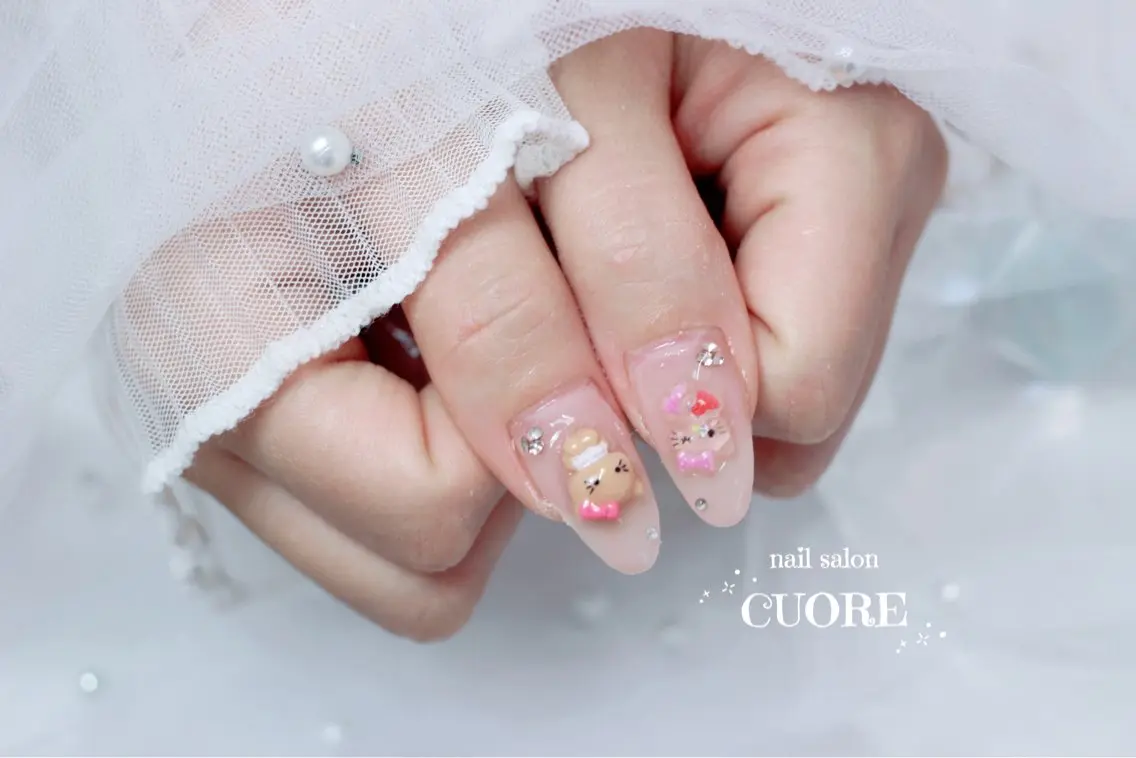 ネイル 持ち込み リボン ハンドネイル nail salon CUOREのネイルデザイン