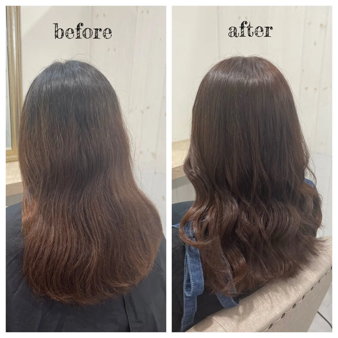 セミロング カラー グレージュ ピンクカラー PutiLuca 浅川のヘアスタイル